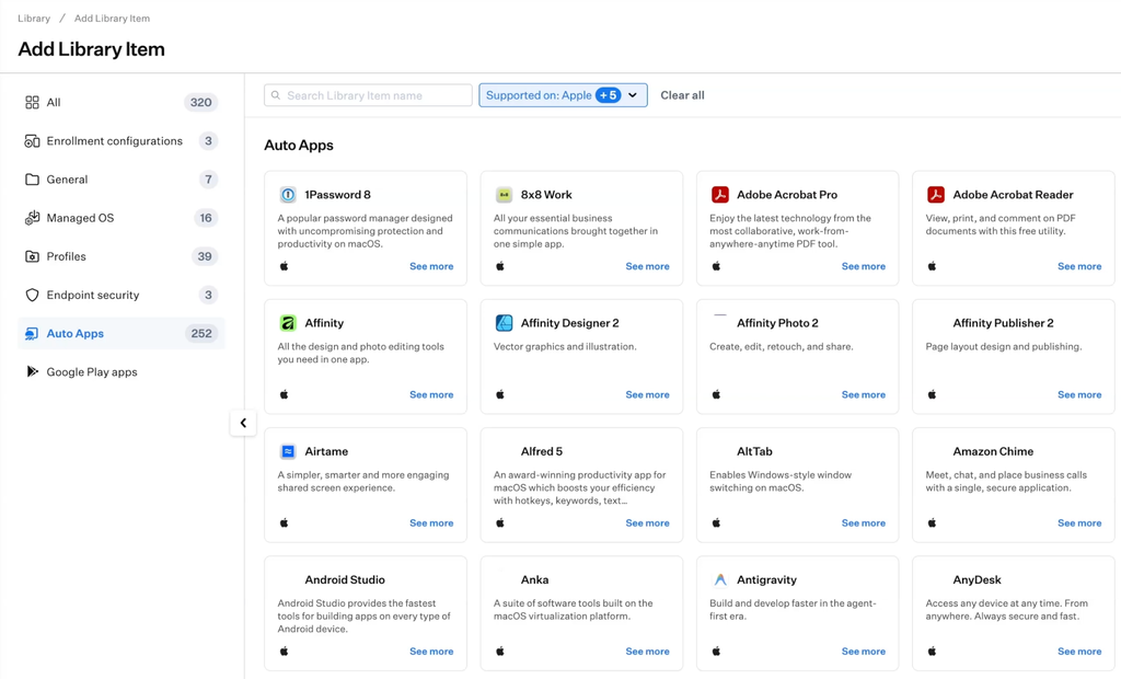 Adding an app from the Iru Auto Apps catalog