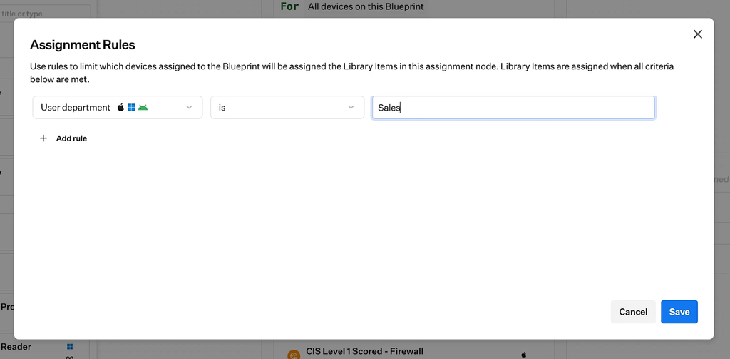 How to use Iru: blueprint assignment map with conditional logic